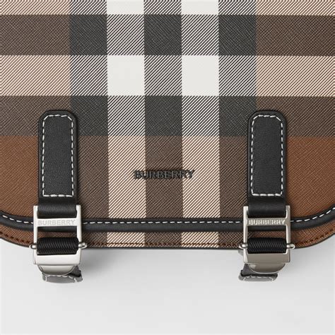 burberry leather check messenger